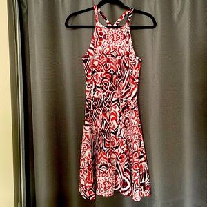 Aqua Multi Colored fit and flare dress